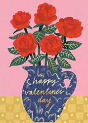 Roses Vase Valentines Day Card