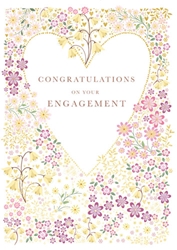 Floral Heart Engagement Card
