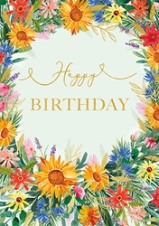 Flower Circle Birthday Card