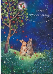 Rabbits Hearts Anniversary Card