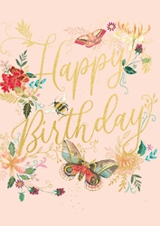 Pink Butterfly Birthday Card