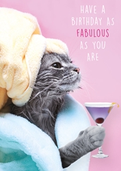 Cat Martini Birthday Card