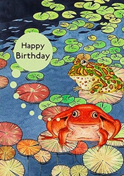 Frogs in Pond Birthday Card