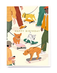 Skateboard Pups Birthday Card