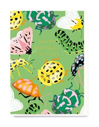 Insects on Green Birthday Card