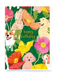 Flower Pups Birthday Card