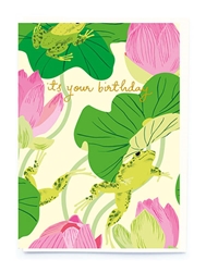 Lily Pad Frogs Birthday Card