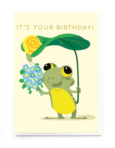 Frog and Snail Birthday Card