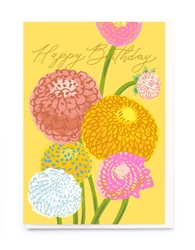 Birthday Dahlias Greeting Card