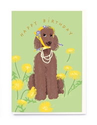 Poodle in Scarf Birthday Card