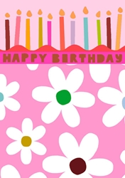 Candle and Daisies Birthday Card