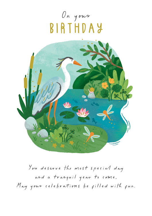 Tranquil Crane Birthday Card