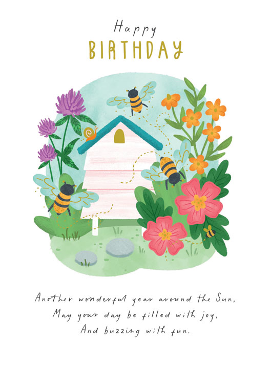 Bees Buzzing Birthday Card