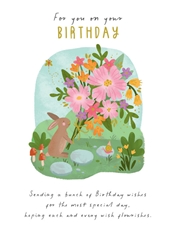 Rabbit Bouquet Birthday Card