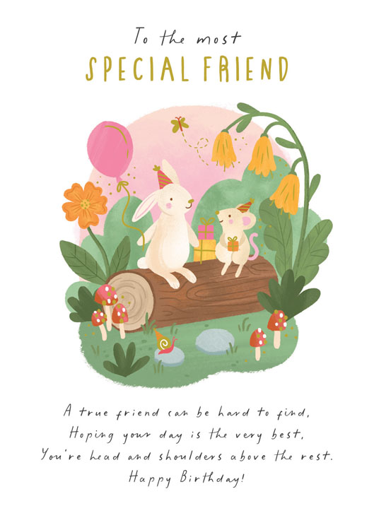 Rabbit Friend Birthday Card