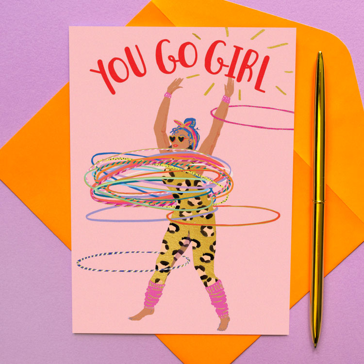 Hula Hoop Girl Birthday Card