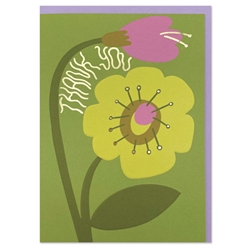 Lime and Pink Flowers Thank You Card