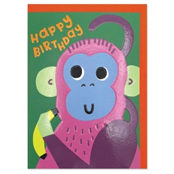 Happy Monkey Birthday Card