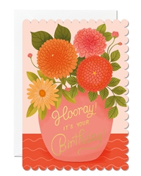 Birthday Vase Flowers Greeting Card