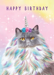 Birthday Cat Unicorn Greeting Card