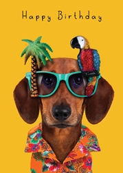 Birthday Tropical Dog Greeting Card