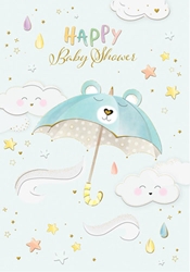 Bear Umbrella Baby Shower Card