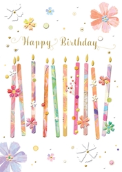 Floral Candles Birthday Card