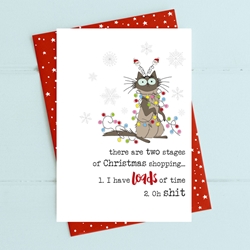 Two Stages of Christmas Shopping Greeting Card