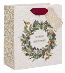 Robin Wreath Medium Gift Bag