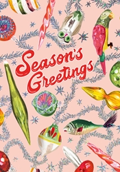 Retro Ornaments Seasons Greetings Greeting Card