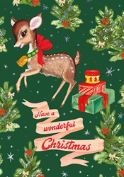 Retro Deer and Gifts Greeting Card