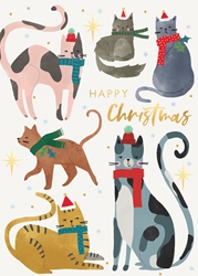 Happy Christmas Cats Greeting Card