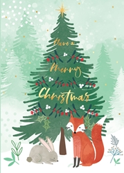 Fox and Rabbit Christmas Greeting Card