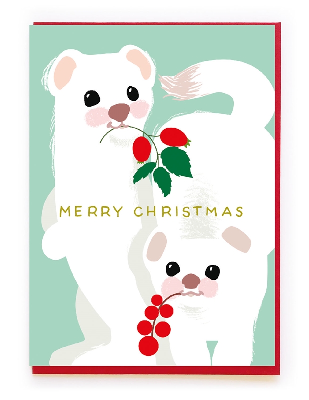 Snow Stoats Greeting Card