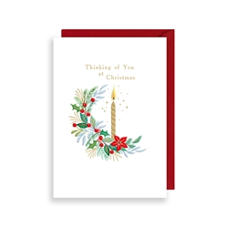 Candle in Wreath Greeting Card
