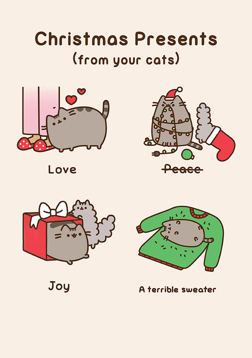 Pusheen Christmas Presents Greeting Card