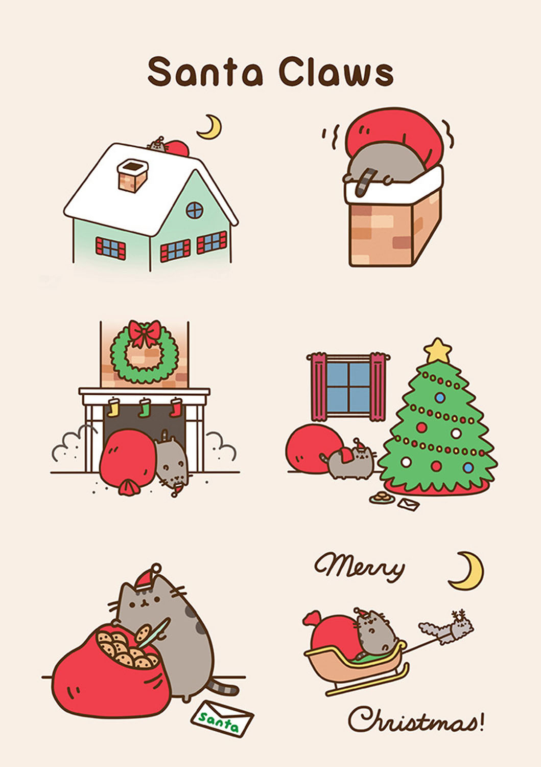 Pusheen Santa Claws Greeting Card