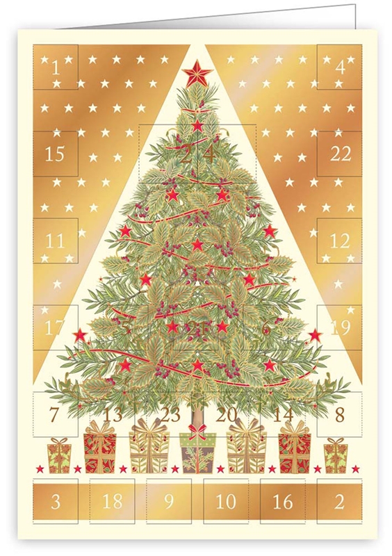 Gold Tree Advent Greeting Card