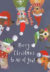 Dogs in Santa Hats Greeting Card