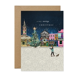 Christmas Town Walk Greeting Card
