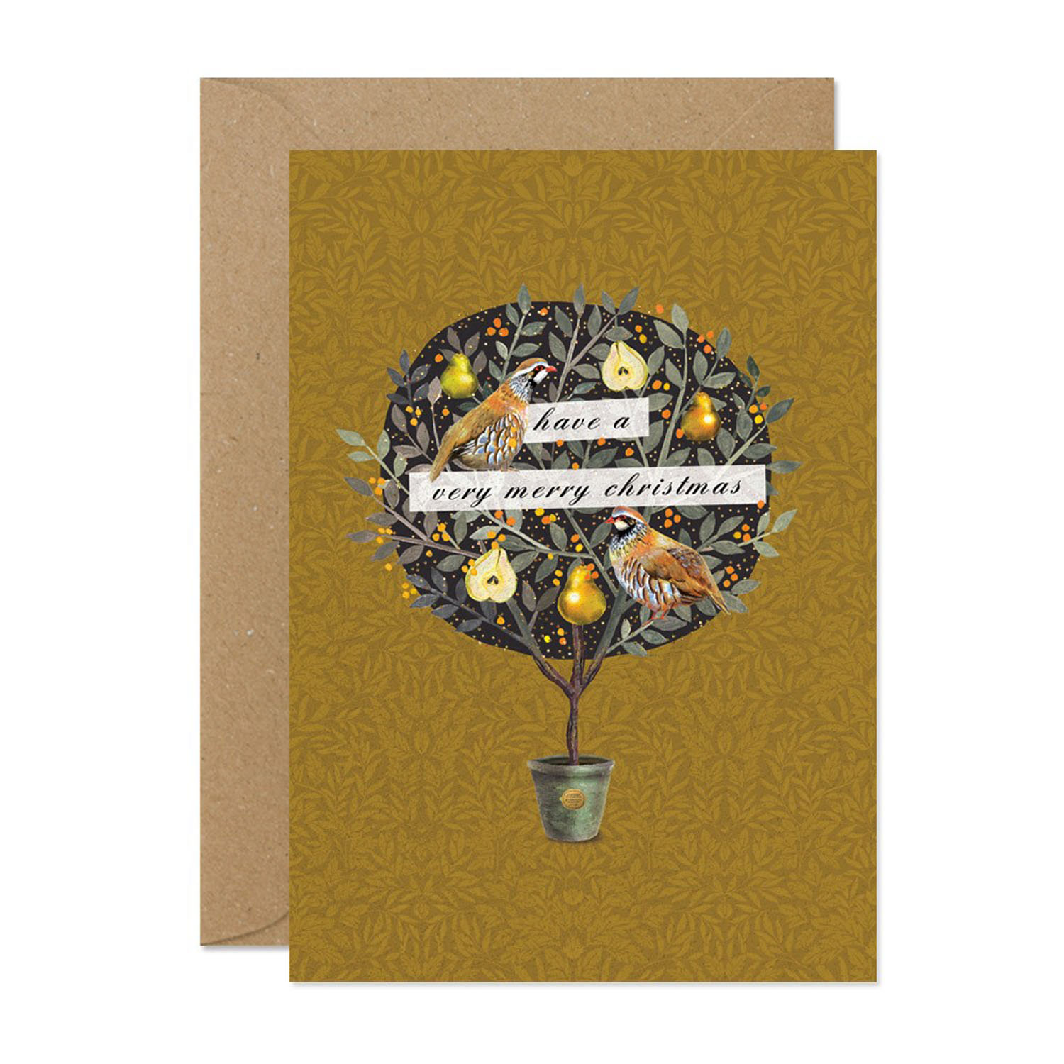 Gold Partridges in Pear Tree Greeting Card