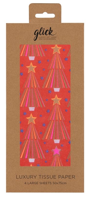 Red Christmas Trees Tissue Paper