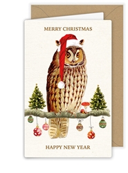 Owl in Santa Hat Greeting Card