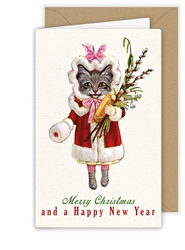 Cat in Santa Coat Greeting Card