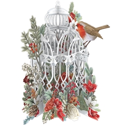3D Christmas Flower Cage 3D Greeting Card